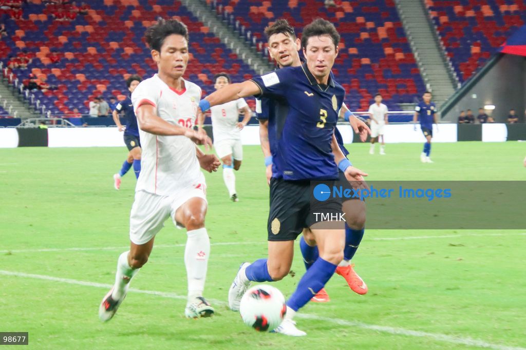 A general view shows players of Myanmar and Cambodia competing during a FIFA ASEAN Cup Tier 2 match at Kai Tak Stadium on September 27, 2026 in Hong Kong. Cambodia secured a 1-0 win after scoring four minutes into stoppage time against a Myanmar side led by former Hong Kong head coach Jörn Andersen. (Photo by Gordon Choi/TMHK via Nexpher Images)