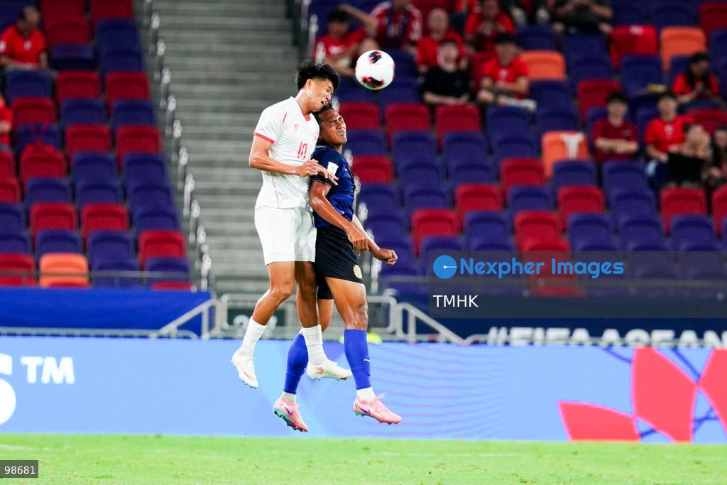A general view shows players of Myanmar and Cambodia competing during a FIFA ASEAN Cup Tier 2 match at Kai Tak Stadium on September 27, 2026 in Hong Kong. Cambodia secured a 1-0 win after scoring four minutes into stoppage time against a Myanmar side led by former Hong Kong head coach Jörn Andersen. (Photo by Zulu Lo/TMHK via Nexpher Images)