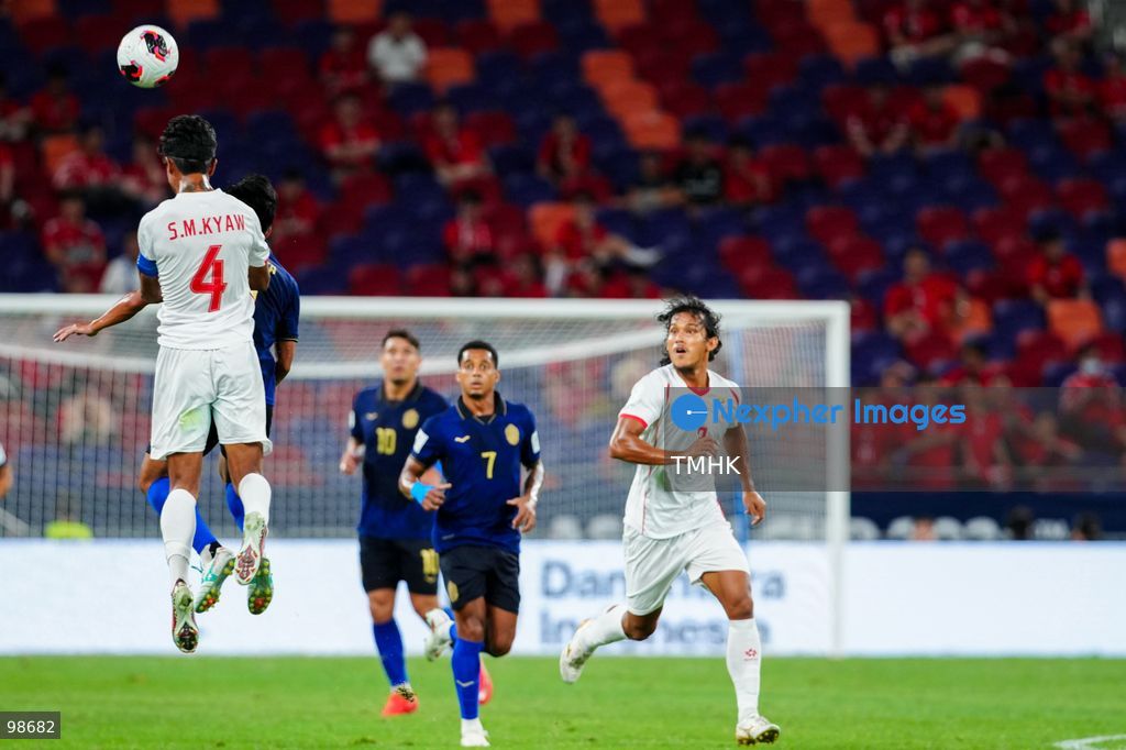 A general view shows players of Myanmar and Cambodia competing during a FIFA ASEAN Cup Tier 2 match at Kai Tak Stadium on September 27, 2026 in Hong Kong. Cambodia secured a 1-0 win after scoring four minutes into stoppage time against a Myanmar side led by former Hong Kong head coach Jörn Andersen. (Photo by Zulu Lo/TMHK via Nexpher Images)
