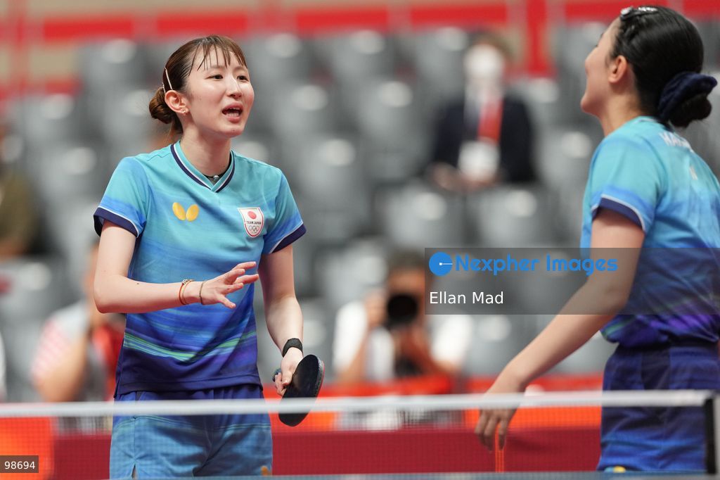 Hina Hayata and Miwa Harimoto of Japan during Women's Doubles Final, Table Tennis at the 2026 Asian Games on September 28, 2026 in Japan. (Photo by Ellan Mad/Nexpher Images)