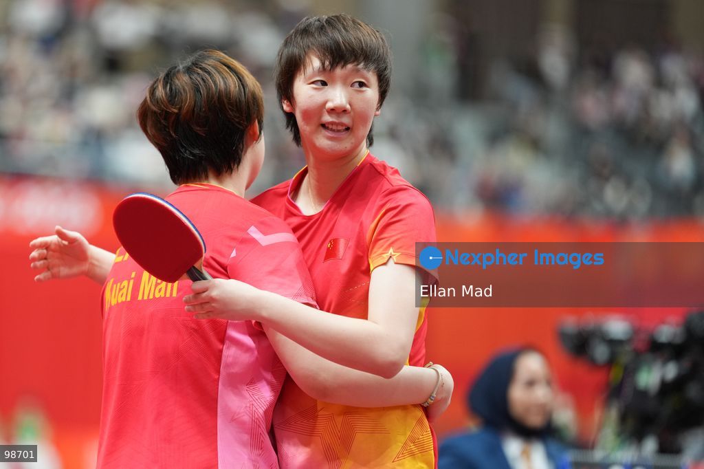 Wang Manyu and Kuai Man of China during Women's Doubles Final, Table Tennis at the 2026 Asian Games on September 28, 2026 in Japan. (Photo by Ellan Mad/Nexpher Images)