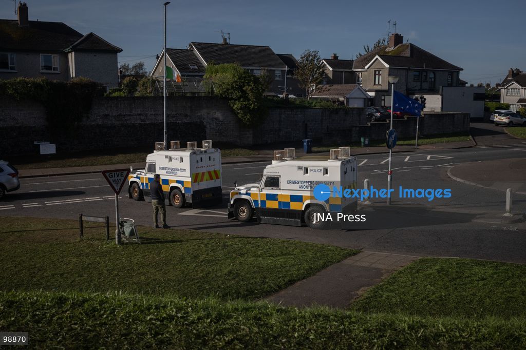 PORTADOWN, NORTHERN IRELAND, SEPTEMBER 28, 2026: Members of the Orange Order gather near Drumcree Parish Church as a standoff over the contentious Drumcree parade continues in Portadown. The Protestant fraternal organization had been granted conditional permission to march along the predominantly nationalist Garvaghy Road for the first time in nearly three decades, but the route was blocked by thousands of protesters and police prevented the parade from proceeding amid public safety concerns. On Monday, residents continued gathering on Garvaghy Road while Orange Order members remained near Drumcree Church as discussions continued with police and officials over the dispute. Photo by Nadia Caimi / JNA Press. (Photo by Nadia Caimi/JNA Press via Nexpher Images)
