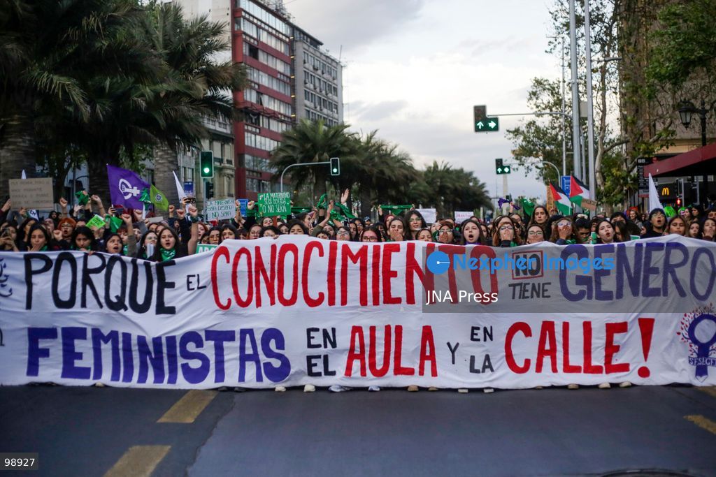 SANTIAGO, CHILE, SEPTEMBER 28, 2026: Women and activists demonstrate in Santiago to mark International Safe Abortion Day, calling for access to legal and safe abortion and the protection of reproductive rights. Feminist, social and human rights organizations urged Chile’s Congress to maintain funding in the 2027 public budget for implementation of the law allowing voluntary termination of pregnancy under three specific circumstances. Photo by Sebastian Silva / JNA Press. (Photo by Sebastian Silva/JNA Press via Nexpher Images)