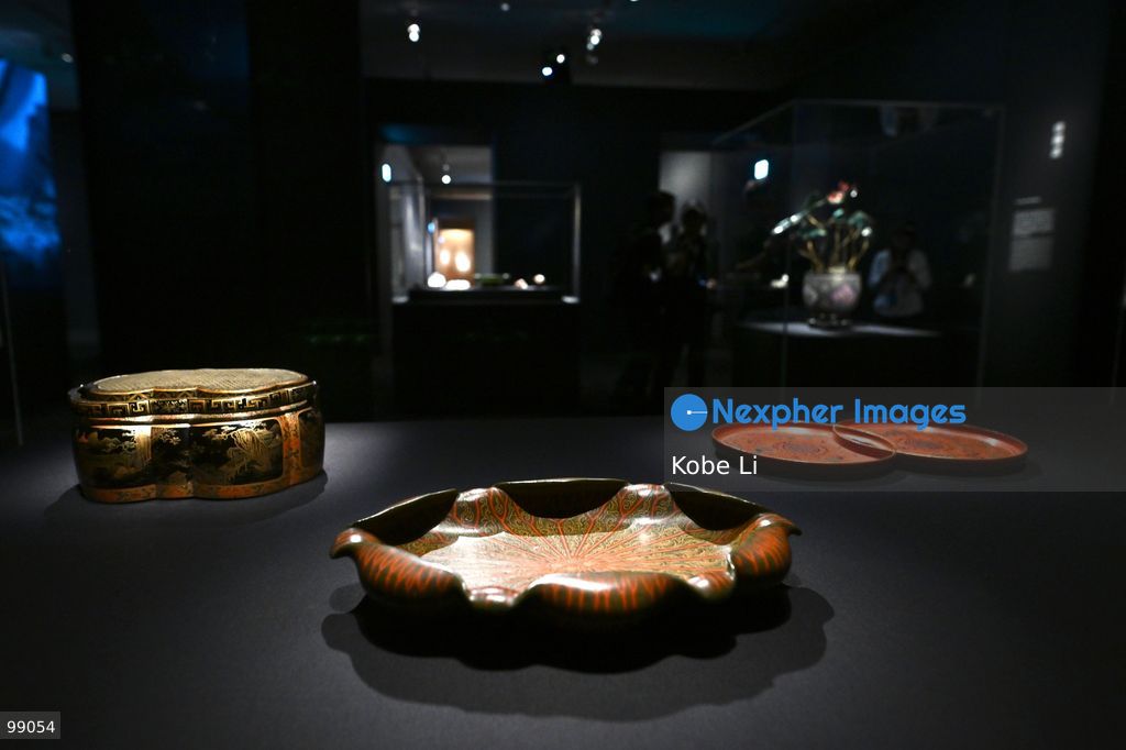 Filled-in Lacquer Dish in the Shape of a Lotus Leaf with Vein Design from the Palace Museum's 'Design for the Forbidden City: Imperial Workshops of the Qing Court' exhibition is displaying on September 29 in Hong Kong. (Photo by Kobe Li/Nexpher Images)