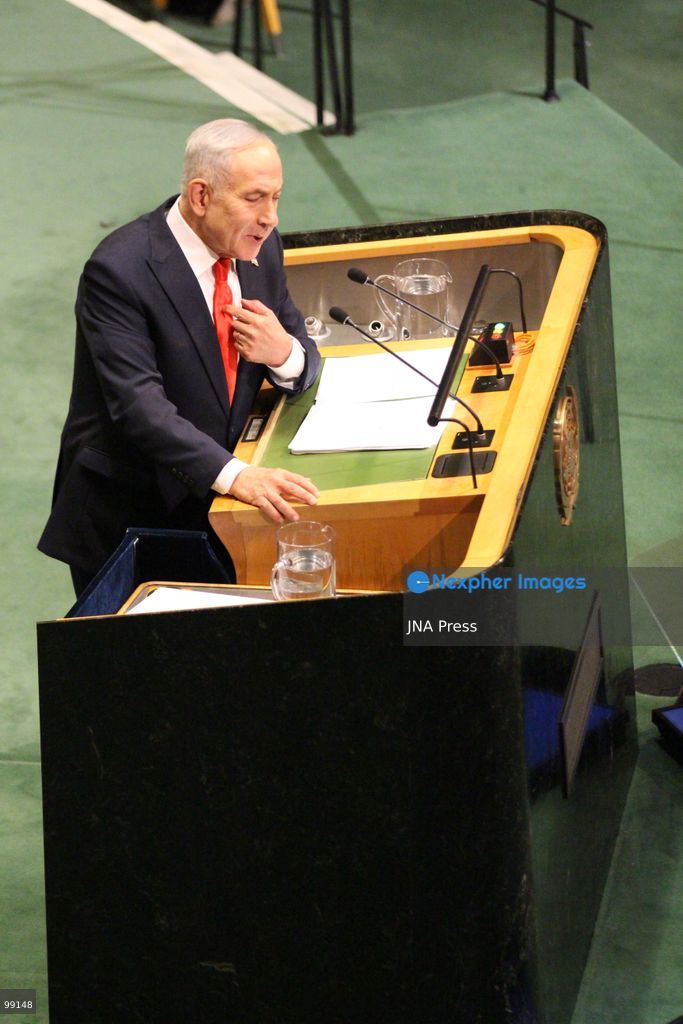 NEW YORK, UNITED STATES, SEPTEMBER 24, 2026: Israeli Prime Minister Benjamin Netanyahu addresses the General Debate of the 81st Session of the United Nations General Assembly at UN headquarters in New York. Netanyahu defended Israel’s military actions in Gaza and across the region and addressed Iran and its nuclear program, regional security threats and international criticism of Israel. Dozens of delegates walked out of the General Assembly Hall as Netanyahu began his address. Photo by Catherine Manso / JNA Press. (Photo by Catherine Manso/JNA Press via Nexpher Images)
