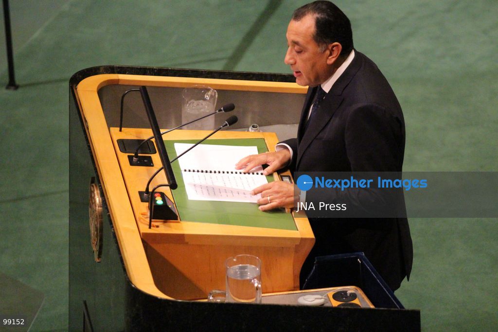 NEW YORK, UNITED STATES, SEPTEMBER 25, 2026: Egyptian Prime Minister Mostafa Madbouly addresses the General Debate of the 81st Session of the United Nations General Assembly at UN headquarters in New York. Speaking on behalf of President Abdel Fattah el-Sisi, Madbouly called for consolidating the ceasefire in Gaza and advancing a political process toward a Palestinian state, while emphasizing Egypt’s water security concerns and describing the Nile as an existential issue for the country. Photo by Catherine Manso / JNA Press. (Photo by Catherine Manso/JNA Press via Nexpher Images)