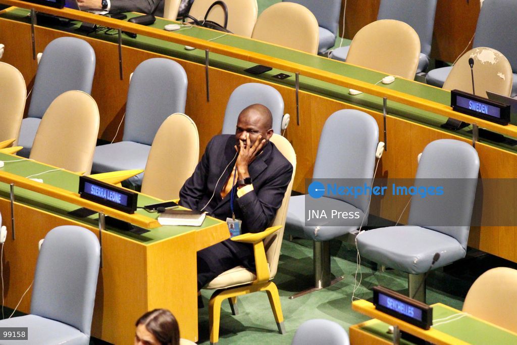 NEW YORK, UNITED STATES, SEPTEMBER 24, 2026: A member of Sierra Leone’s delegation watches as Israeli Prime Minister Benjamin Netanyahu addresses the General Debate of the 81st Session of the United Nations General Assembly at UN headquarters in New York. The delegate rests his head against his hand while listening to the Israeli prime minister’s address. Dozens of delegates walked out of the General Assembly hall as Netanyahu began his speech. Photo by Catherine Manso / JNA Press. (Photo by Catherine Manso/JNA Press via Nexpher Images)