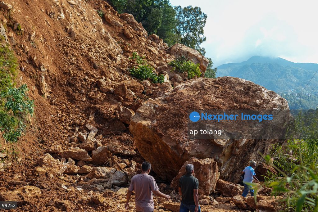 LALITPUR, NEPAL, SEPTEMBER 29, 2026: landslide blocking the Tikabhairab section of the Kanti Highway in Lalitpur following heavy rainfall. The landslide covered the roadway with mud and debris, disrupting traffic along the route. (Photo by ap tolang/Nexpher Images)