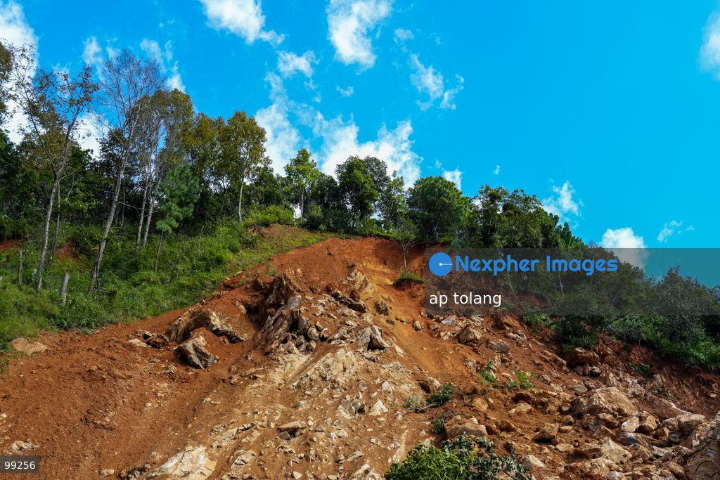 LALITPUR, NEPAL, SEPTEMBER 29, 2026: landslide blocking the Tikabhairab section of the Kanti Highway in Lalitpur following heavy rainfall. The landslide covered the roadway with mud and debris, disrupting traffic along the route. (Photo by ap tolang/Nexpher Images)