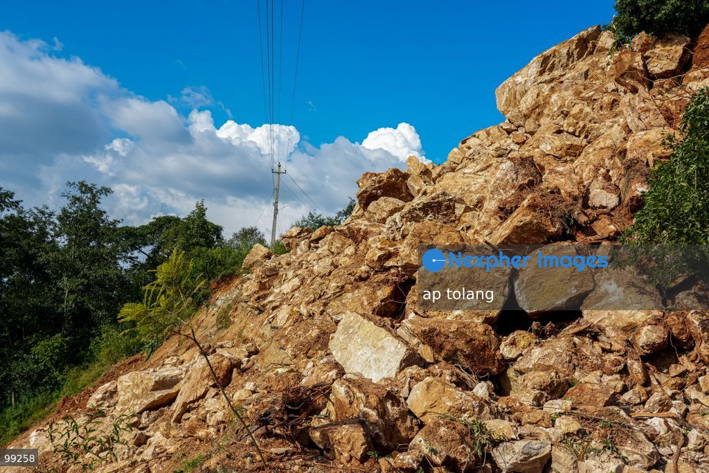 LALITPUR, NEPAL, SEPTEMBER 29, 2026: landslide blocking the Tikabhairab section of the Kanti Highway in Lalitpur following heavy rainfall. The landslide covered the roadway with mud and debris, disrupting traffic along the route. (Photo by ap tolang/Nexpher Images)