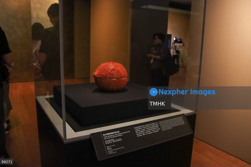 A close-up view shows a masterpiece crafted by the Qing Imperial Workshops on display inside a showcase at the "Design for the Forbidden City: Imperial Workshops of the Qing Court" exhibition at the Hong Kong Palace Museum on September 29, 2026 in Hong Kong. The exhibition explores traditional craftsmanship, material innovations, and court design aesthetics from the Qing dynasty. (Photo by Gordon Choi/TMHK via Nexpher Images)