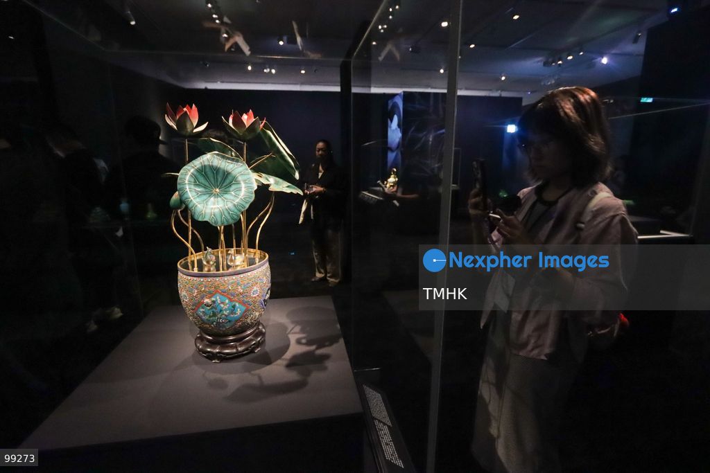 A close-up view shows a masterpiece crafted by the Qing Imperial Workshops on display inside a showcase at the "Design for the Forbidden City: Imperial Workshops of the Qing Court" exhibition at the Hong Kong Palace Museum on September 29, 2026 in Hong Kong. The exhibition explores traditional craftsmanship, material innovations, and court design aesthetics from the Qing dynasty. (Photo by Gordon Choi/TMHK via Nexpher Images)