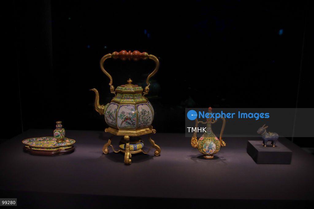 A close-up view shows a masterpiece crafted by the Qing Imperial Workshops on display inside a showcase at the "Design for the Forbidden City: Imperial Workshops of the Qing Court" exhibition at the Hong Kong Palace Museum on September 29, 2026 in Hong Kong. The exhibition explores traditional craftsmanship, material innovations, and court design aesthetics from the Qing dynasty. (Photo by Gordon Choi/TMHK via Nexpher Images)
