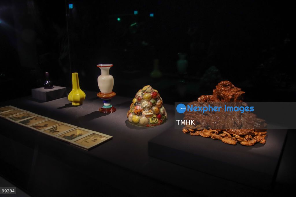 A close-up view shows a masterpiece crafted by the Qing Imperial Workshops on display inside a showcase at the "Design for the Forbidden City: Imperial Workshops of the Qing Court" exhibition at the Hong Kong Palace Museum on September 29, 2026 in Hong Kong. The exhibition explores traditional craftsmanship, material innovations, and court design aesthetics from the Qing dynasty. (Photo by Gordon Choi/TMHK via Nexpher Images)