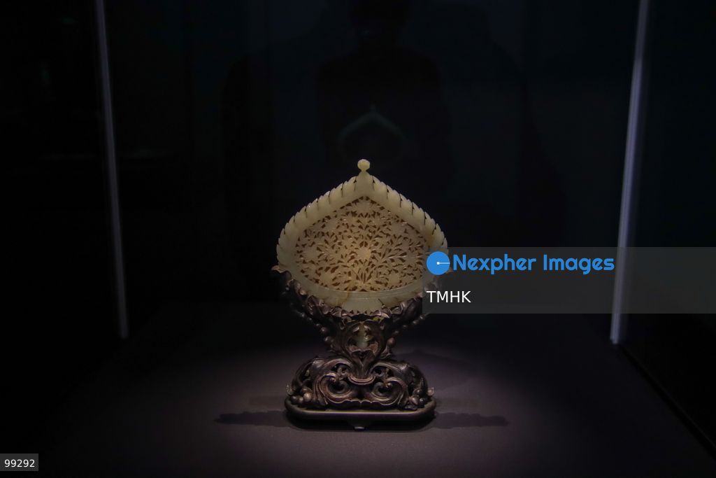 A close-up view shows a masterpiece crafted by the Qing Imperial Workshops on display inside a showcase at the "Design for the Forbidden City: Imperial Workshops of the Qing Court" exhibition at the Hong Kong Palace Museum on September 29, 2026 in Hong Kong. The exhibition explores traditional craftsmanship, material innovations, and court design aesthetics from the Qing dynasty. (Photo by Gordon Choi/TMHK via Nexpher Images)