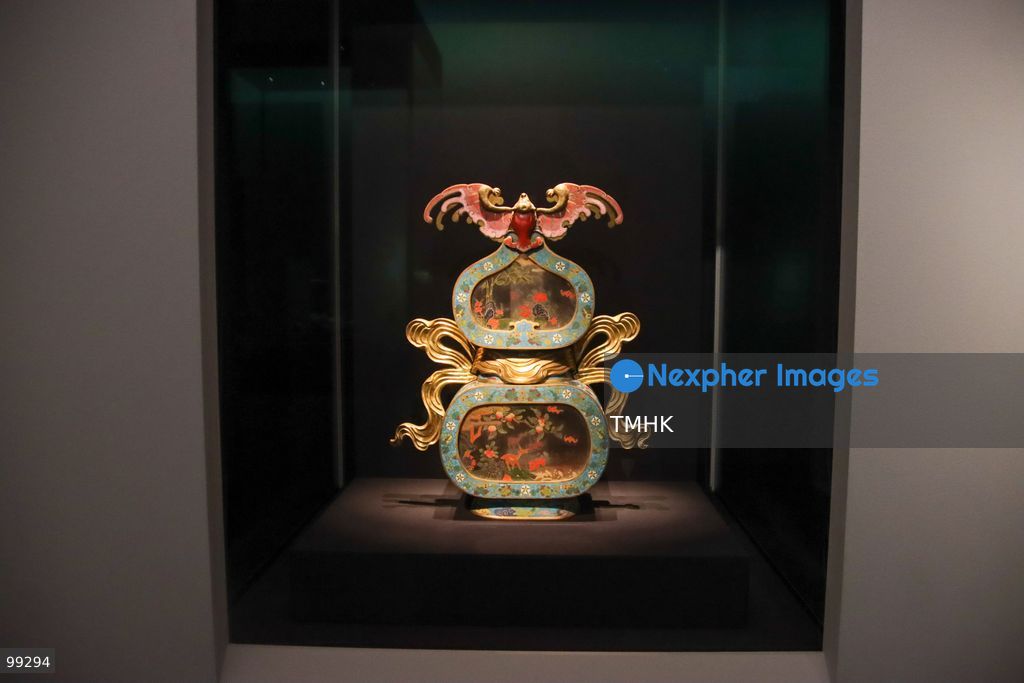 A close-up view shows a masterpiece crafted by the Qing Imperial Workshops on display inside a showcase at the "Design for the Forbidden City: Imperial Workshops of the Qing Court" exhibition at the Hong Kong Palace Museum on September 29, 2026 in Hong Kong. The exhibition explores traditional craftsmanship, material innovations, and court design aesthetics from the Qing dynasty. (Photo by Gordon Choi/TMHK via Nexpher Images)