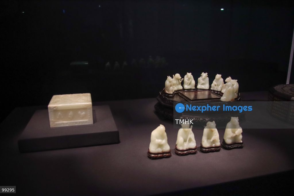 A close-up view shows a masterpiece crafted by the Qing Imperial Workshops on display inside a showcase at the "Design for the Forbidden City: Imperial Workshops of the Qing Court" exhibition at the Hong Kong Palace Museum on September 29, 2026 in Hong Kong. The exhibition explores traditional craftsmanship, material innovations, and court design aesthetics from the Qing dynasty. (Photo by Gordon Choi/TMHK via Nexpher Images)
