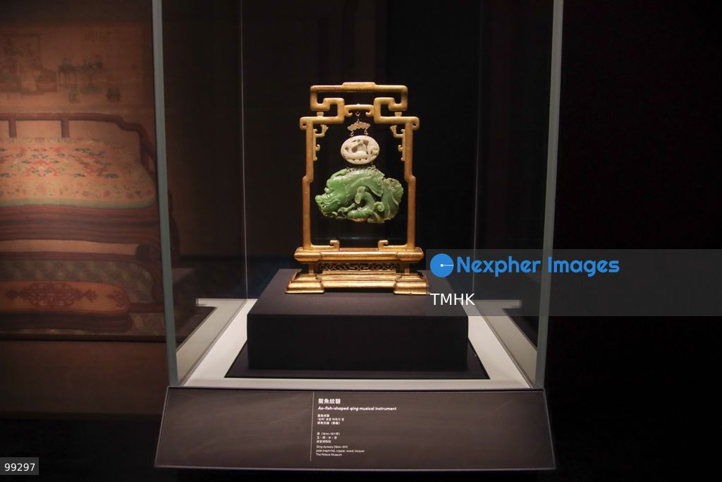 A close-up view shows a masterpiece crafted by the Qing Imperial Workshops on display inside a showcase at the "Design for the Forbidden City: Imperial Workshops of the Qing Court" exhibition at the Hong Kong Palace Museum on September 29, 2026 in Hong Kong. The exhibition explores traditional craftsmanship, material innovations, and court design aesthetics from the Qing dynasty. (Photo by Gordon Choi/TMHK via Nexpher Images)