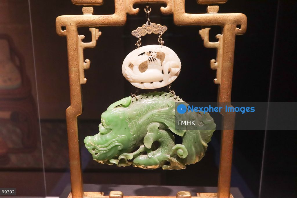 A close-up view shows a masterpiece crafted by the Qing Imperial Workshops on display inside a showcase at the "Design for the Forbidden City: Imperial Workshops of the Qing Court" exhibition at the Hong Kong Palace Museum on September 29, 2026 in Hong Kong. The exhibition explores traditional craftsmanship, material innovations, and court design aesthetics from the Qing dynasty. (Photo by Gordon Choi/TMHK via Nexpher Images)