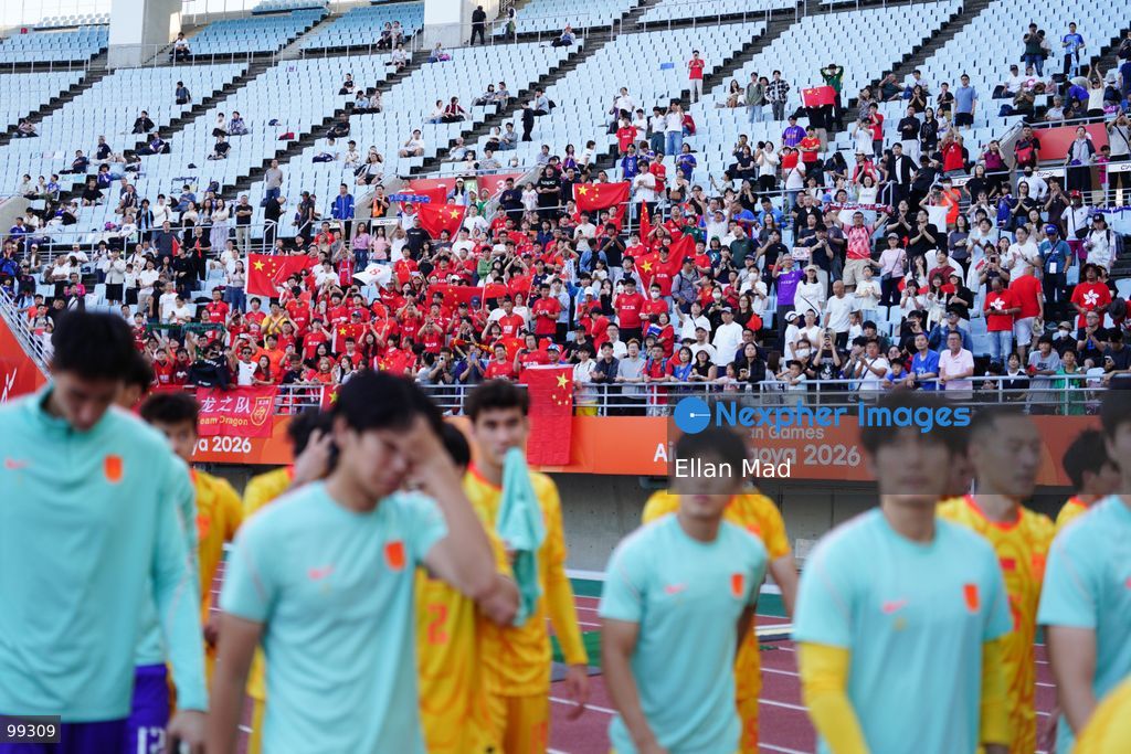 Fans of the chinese football team on the stands during a football match between South Korea and China at the 2026 asia games on September 30, 2026 in Nagai Stadium, Osaka, Japan (Photo by Ellan Mad/Nexpher Images)