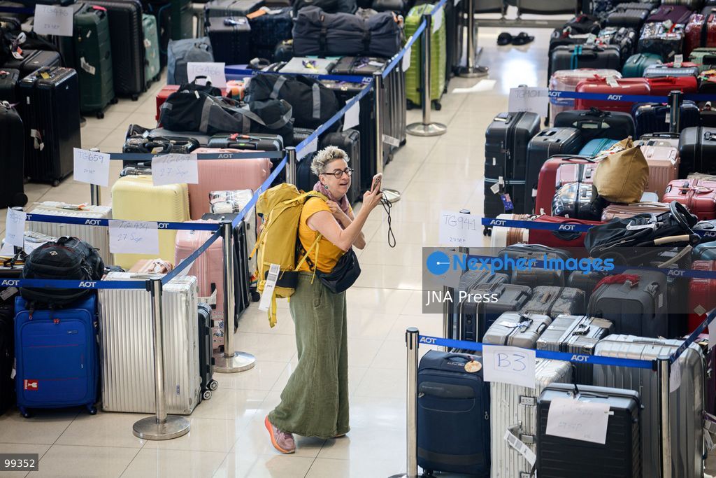 SAMUT PRAKAN, THAILAND, SEPTEMBER 30, 2026: Delayed baggage accumulates at Suvarnabhumi Airport in Samut Prakan as flooding disrupts ground-handling operations and affects the movement of airport personnel. Thousands of pieces of luggage have been left awaiting processing and collection as airport authorities and airlines work to clear the backlog and return baggage to affected passengers. Photo by Watsawat Koktabtim / JNA Press (Photo by Watsawat Koktabtim/JNA Press via Nexpher Images)