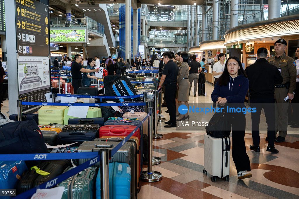 SAMUT PRAKAN, THAILAND, SEPTEMBER 30, 2026: Delayed baggage accumulates at Suvarnabhumi Airport in Samut Prakan as flooding disrupts ground-handling operations and affects the movement of airport personnel. Thousands of pieces of luggage have been left awaiting processing and collection as airport authorities and airlines work to clear the backlog and return baggage to affected passengers. Photo by Watsawat Koktabtim / JNA Press (Photo by Watsawat Koktabtim/JNA Press via Nexpher Images)