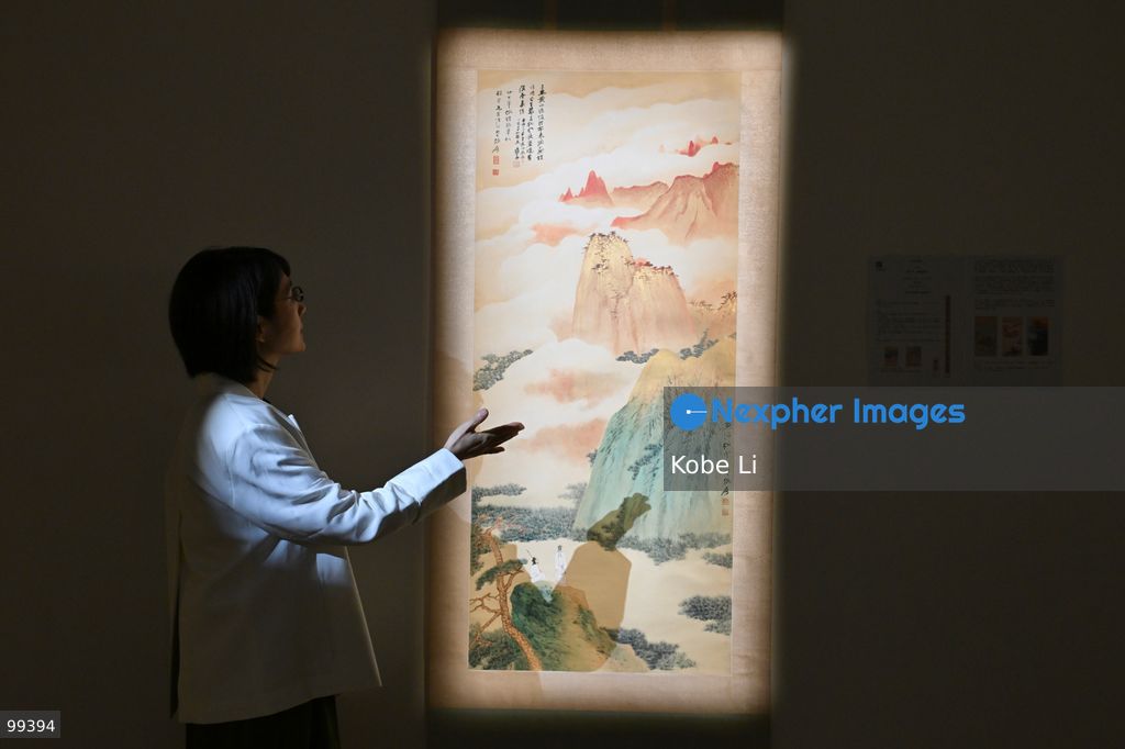 Golden Splendor of Mount Huang, an artwork of Chang Dai-chien (Zhang Daqian), displaying at Fine Classical and Modern Chinese Paintings of Sotheby's Hong Kong Autumn Sales 2026 on September 30, 2026 in Hong Kong. (Photo by Kobe Li/Nexpher Images)
