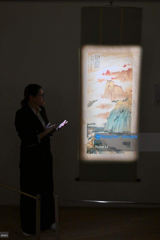 Golden Splendor of Mount Huang, an artwork of Chang Dai-chien (Zhang Daqian), displaying at Fine Classical and Modern Chinese Paintings of Sotheby's Hong Kong Autumn Sales 2026 on September 30, 2026 in Hong Kong. (Photo by Kobe Li/Nexpher Images)