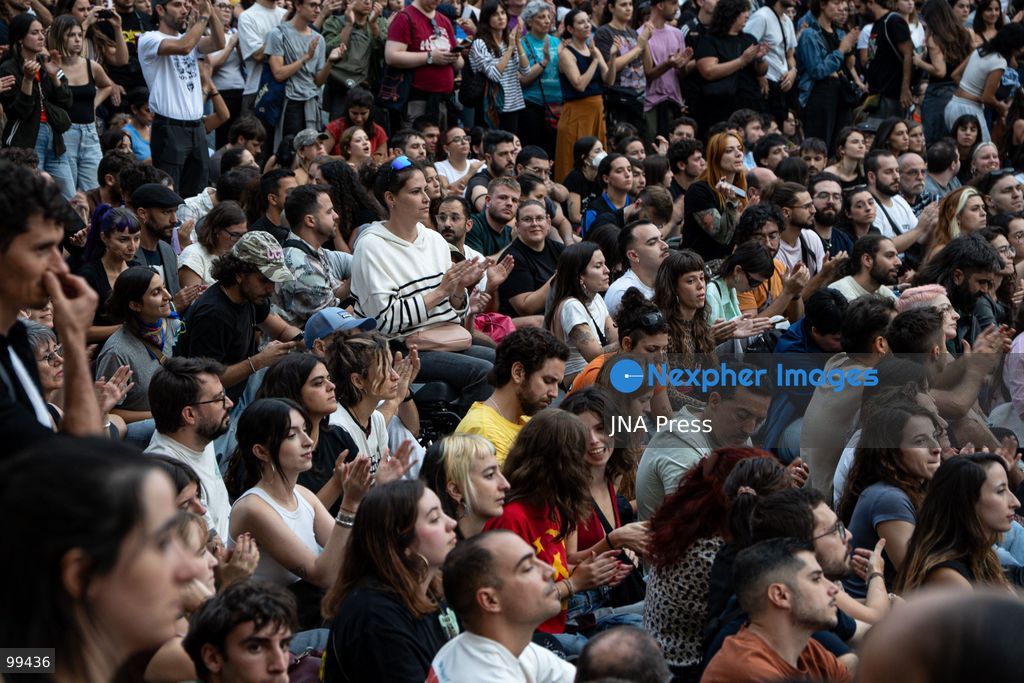 MADRID, SPAIN, SEPTEMBER 29, 2026: Hundreds of housing protesters gather at the Puerta del Sol encampment after organizers warned that far-right groups were threatening to confront activists and attempt to remove the camp. Protesters mobilized to protect the encampment as tensions increased around the square, where activists have been demanding stronger measures against evictions and Spain's housing crisis. The regional government of Madrid gave the central government 48 hours to dismantle the camp and said it would pursue legal action if the demand was not met. Photo by Victor Sanjuan / JNA Press. (Photo by Victor Sanjuan Cardeña/JNA Press via Nexpher Images)