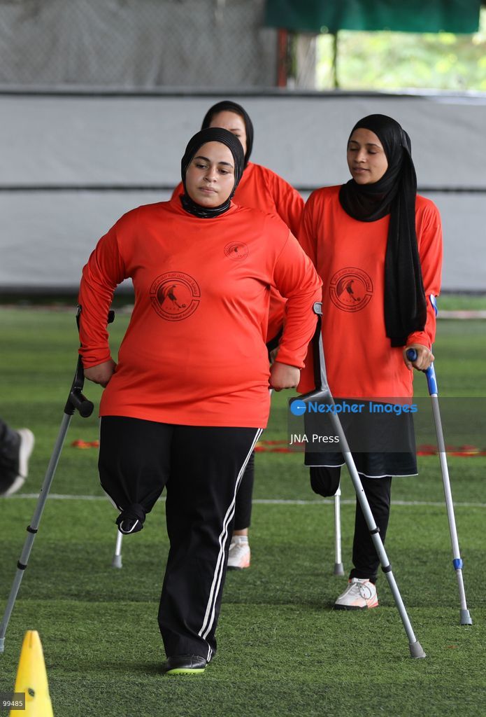 NUSEIRAT, GAZA STRIP, SEPTEMBER 30, 2026: Sixteen-year-old Malak al-Ghoul trains and plays football while living displaced with her family in the Nuseirat refugee camp in the central Gaza Strip. Malak lost her right leg after her family's home in Hamad City was struck on March 2, 2024. Now living with her family of 10 in Nuseirat, she continues to pursue her passion for sport and plays with Palestine's amputee football team, determined to continue training and pursue her ambitions despite her injury and displacement. Photo by Ramzi Abu Amer / JNA Press. (Photo by Ramzi Abu Amer/JNA Press via Nexpher Images)