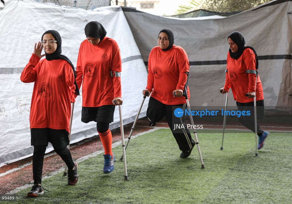 NUSEIRAT, GAZA STRIP, SEPTEMBER 30, 2026: Sixteen-year-old Malak al-Ghoul trains and plays football while living displaced with her family in the Nuseirat refugee camp in the central Gaza Strip. Malak lost her right leg after her family's home in Hamad City was struck on March 2, 2024. Now living with her family of 10 in Nuseirat, she continues to pursue her passion for sport and plays with Palestine's amputee football team, determined to continue training and pursue her ambitions despite her injury and displacement. Photo by Ramzi Abu Amer / JNA Press. (Photo by Ramzi Abu Amer/JNA Press via Nexpher Images)