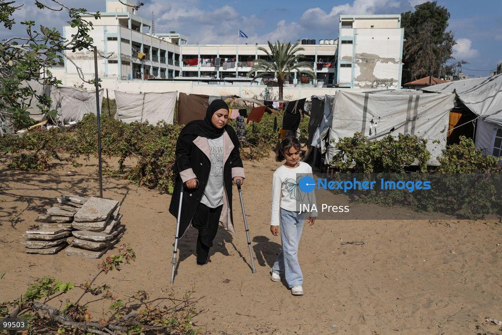 NUSEIRAT, GAZA STRIP, SEPTEMBER 30, 2026: Sixteen-year-old Malak al-Ghoul trains and plays football while living displaced with her family in the Nuseirat refugee camp in the central Gaza Strip. Malak lost her right leg after her family's home in Hamad City was struck on March 2, 2024. Now living with her family of 10 in Nuseirat, she continues to pursue her passion for sport and plays with Palestine's amputee football team, determined to continue training and pursue her ambitions despite her injury and displacement. Photo by Ramzi Abu Amer / JNA Press. (Photo by Ramzi Abu Amer/JNA Press via Nexpher Images)