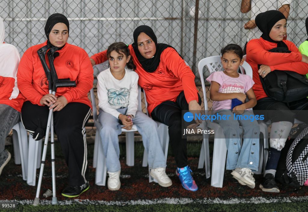 NUSEIRAT, GAZA STRIP, SEPTEMBER 30, 2026: Sixteen-year-old Malak al-Ghoul trains and plays football while living displaced with her family in the Nuseirat refugee camp in the central Gaza Strip. Malak lost her right leg after her family's home in Hamad City was struck on March 2, 2024. Now living with her family of 10 in Nuseirat, she continues to pursue her passion for sport and plays with Palestine's amputee football team, determined to continue training and pursue her ambitions despite her injury and displacement. Photo by Ramzi Abu Amer / JNA Press. (Photo by Ramzi Abu Amer/JNA Press via Nexpher Images)