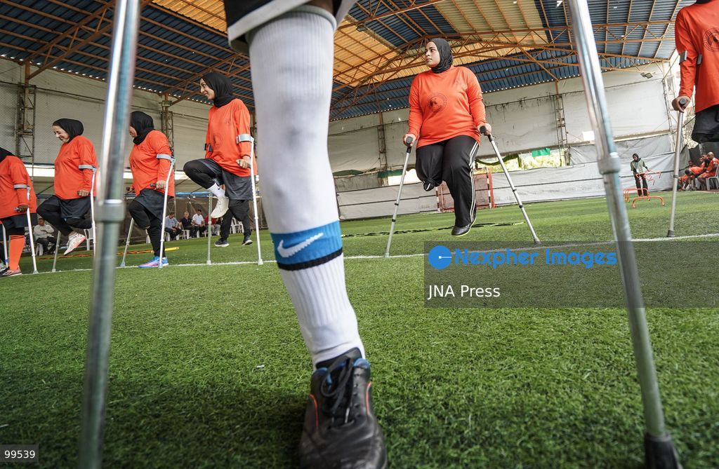 NUSEIRAT, GAZA STRIP, SEPTEMBER 30, 2026: Sixteen-year-old Malak al-Ghoul trains and plays football while living displaced with her family in the Nuseirat refugee camp in the central Gaza Strip. Malak lost her right leg after her family's home in Hamad City was struck on March 2, 2024. Now living with her family of 10 in Nuseirat, she continues to pursue her passion for sport and plays with Palestine's amputee football team, determined to continue training and pursue her ambitions despite her injury and displacement. Photo by Ramzi Abu Amer / JNA Press. (Photo by Ramzi Abu Amer/JNA Press via Nexpher Images)