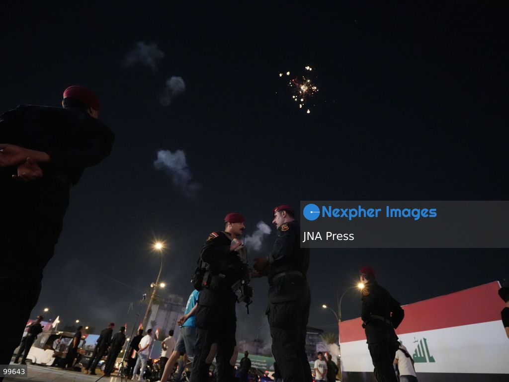 BAGHDAD, IRAQ, SEPTEMBER 30, 2026: Iraqis and members of the country's security forces gather at Tahrir Square in Baghdad during celebrations marking National Sovereignty Day following the completion of the withdrawal of US forces and the end of the US-led coalition's military mission in Iraq. Participants waved Iraqi flags and security forces took part in commemorative events as the country marked the end of the coalition's military presence. Photo by Muntazer Sahib/ JNA Press. (Photo by Muntazer Uday Sahib/JNA Press via Nexpher Images)