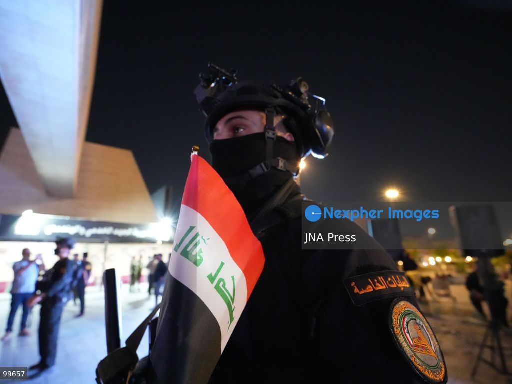 BAGHDAD, IRAQ, SEPTEMBER 30, 2026: Iraqis and members of the country's security forces gather at Tahrir Square in Baghdad during celebrations marking National Sovereignty Day following the completion of the withdrawal of US forces and the end of the US-led coalition's military mission in Iraq. Participants waved Iraqi flags and security forces took part in commemorative events as the country marked the end of the coalition's military presence. Photo by Muntazer Sahib/ JNA Press. (Photo by Muntazer Uday Sahib/JNA Press via Nexpher Images)