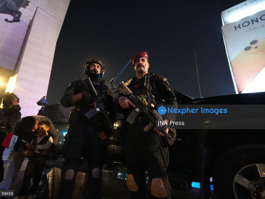 BAGHDAD, IRAQ, SEPTEMBER 30, 2026: Iraqis and members of the country's security forces gather at Tahrir Square in Baghdad during celebrations marking National Sovereignty Day following the completion of the withdrawal of US forces and the end of the US-led coalition's military mission in Iraq. Participants waved Iraqi flags and security forces took part in commemorative events as the country marked the end of the coalition's military presence. Photo by Muntazer Sahib/ JNA Press. (Photo by Muntazer Uday Sahib/JNA Press via Nexpher Images)
