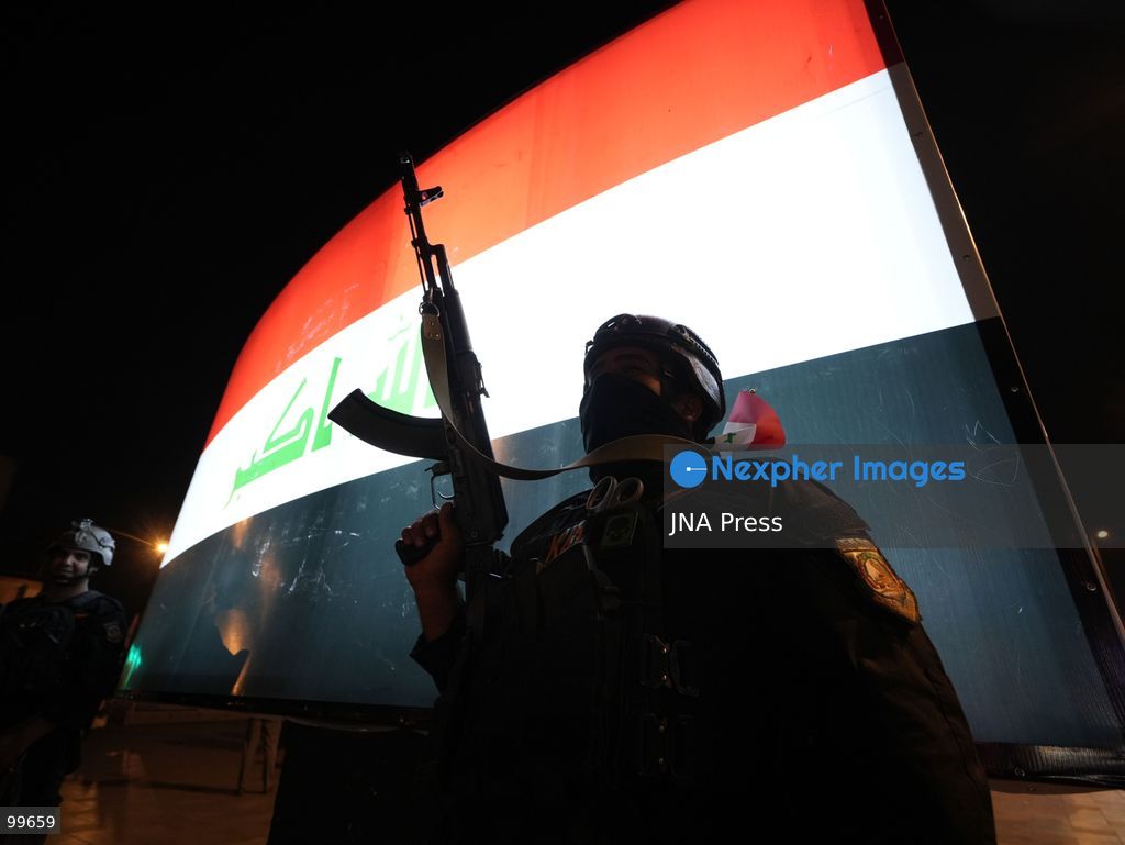 BAGHDAD, IRAQ, SEPTEMBER 30, 2026: Iraqis and members of the country's security forces gather at Tahrir Square in Baghdad during celebrations marking National Sovereignty Day following the completion of the withdrawal of US forces and the end of the US-led coalition's military mission in Iraq. Participants waved Iraqi flags and security forces took part in commemorative events as the country marked the end of the coalition's military presence. Photo by Muntazer Sahib/ JNA Press. (Photo by Muntazer Uday Sahib/JNA Press via Nexpher Images)