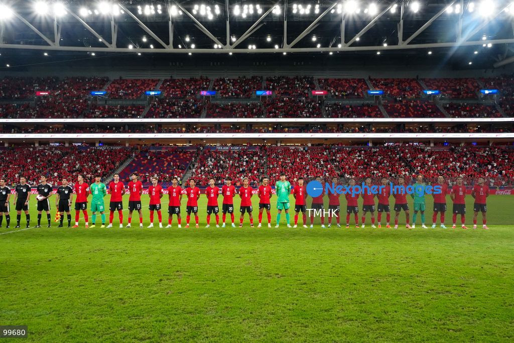 Players of Hong Kong, China and Brunei walk onto the pitch and assemble for pre-match formalities ahead of their FIFA ASEAN Cup Tier 2 group stage encounter at Kai Tak Stadium on September 30, 2026 in Hong Kong. (Photo by Zulu Lo/TMHK via Nexpher Images)