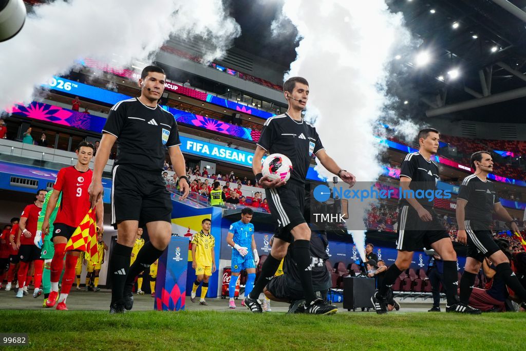 Players of Hong Kong, China and Brunei walk onto the pitch and assemble for pre-match formalities ahead of their FIFA ASEAN Cup Tier 2 group stage encounter at Kai Tak Stadium on September 30, 2026 in Hong Kong. (Photo by Zulu Lo/TMHK via Nexpher Images)