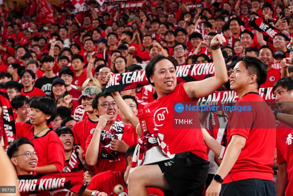 A crowd of over 20,000 spectators chant, wave red flags, and celebrate in the stands during Hong Kong, China's 2-0 victory over Brunei at the FIFA ASEAN Cup at Kai Tak Stadium on September 30, 2026 in Hong Kong. (Photo by Zulu Lo/TMHK via Nexpher Images)