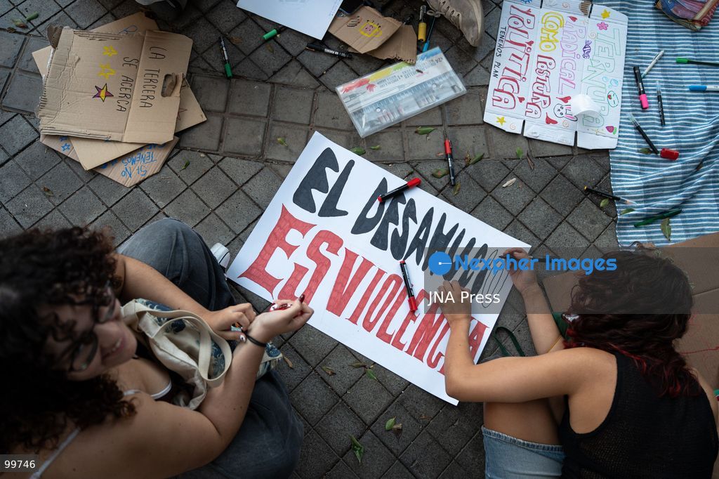 LAS PALMAS DE GRAN CANARIA, SPAIN, SEPTEMBER 30, 2026: Around 100 housing activists take part in a protest camp outside the Government Delegation in Las Palmas de Gran Canaria, calling for affordable housing and measures to address housing insecurity. The action forms part of a wider wave of housing protests and encampments across Spain following demonstrations sparked by the eviction of Madrid resident Maricarmen Abascal. Photo by Alex Basha / JNA Press. (Photo by Alex Basha/JNA Press via Nexpher Images)