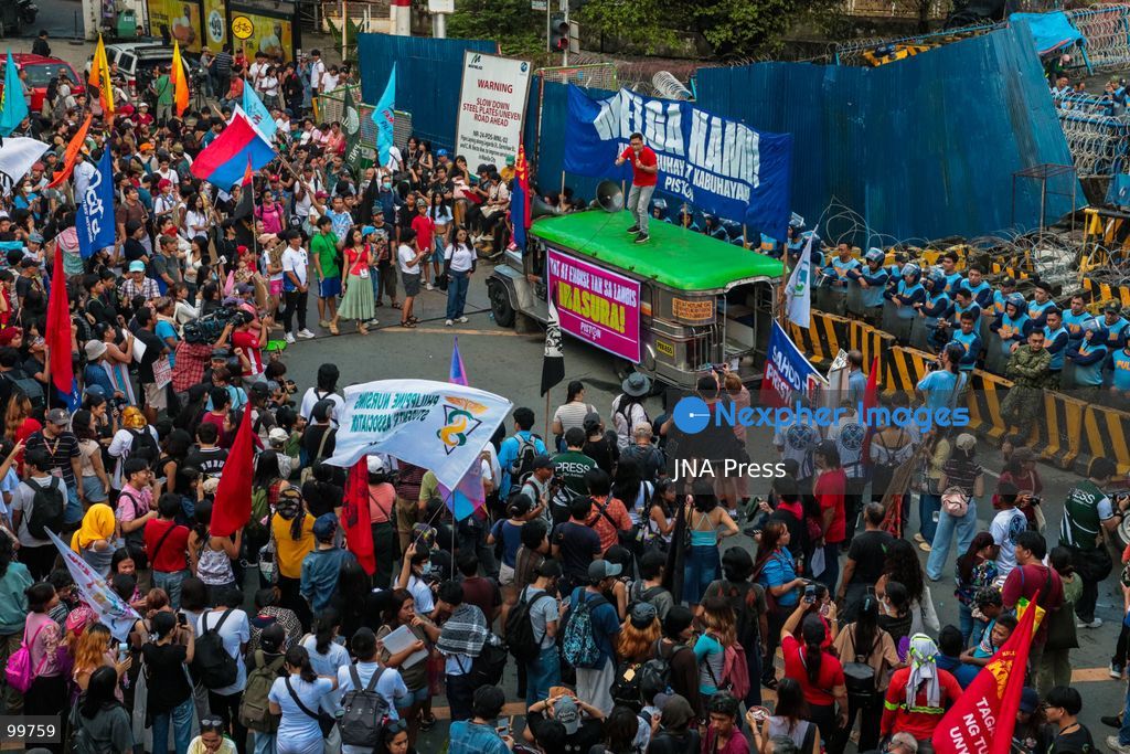 MANILA, PHILIPPINES, SEPTEMBER 30, 2026: Jeepney drivers, transport workers and supporters rally through Metro Manila during the second day of a transport strike over rising fuel prices and operating costs. Transport group PISTON called for lower fuel prices, the removal of excise tax and value-added tax on petroleum products and changes to existing oil policies, arguing that higher fuel costs have severely reduced drivers' earnings. Recent fuel price increases in the Philippines have been linked to continuing conflict and instability in the Middle East. Photo by Emman Capones/ JNA Press. (Photo by Emman Capones/JNA Press via Nexpher Images)