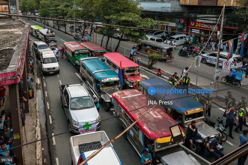 MANILA, PHILIPPINES, SEPTEMBER 30, 2026: Jeepney drivers, transport workers and supporters rally through Metro Manila during the second day of a transport strike over rising fuel prices and operating costs. Transport group PISTON called for lower fuel prices, the removal of excise tax and value-added tax on petroleum products and changes to existing oil policies, arguing that higher fuel costs have severely reduced drivers' earnings. Recent fuel price increases in the Philippines have been linked to continuing conflict and instability in the Middle East. Photo by Emman Capones/ JNA Press. (Photo by Emman Capones/JNA Press via Nexpher Images)