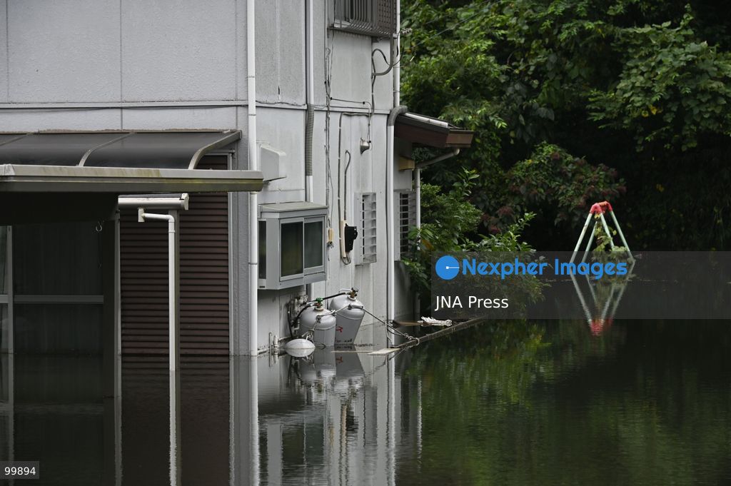 CHIBA, JAPAN, OCTOBER 1, 2026: Flooding affects a residential area in Chiba after heavy rains associated with Typhoon No. 25 caused a long-neglected embankment to collapse, blocking a drainage channel. With another typhoon approaching, residents face continued flooding as restoration work has yet to be completed. Photo by Soichiro Koriyama / JNA Press. (Photo by Soichiro Koriyama/JNA Press via Nexpher Images)