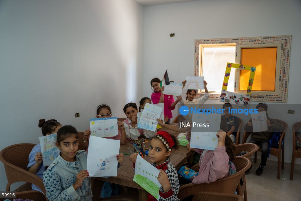 AL-ARISH, NORTH SINAI, EGYPT, OCTOBER 1, 2026: Palestinian children attend Al-Amal School in Al-Arish, North Sinai, which provides education based on the Palestinian curriculum for Palestinian students living in the city. The school also provides psychological support to students as the new academic year begins in Gaza. Hadeel Zaab, a school official, said she left Gaza for Egypt during the war and began teaching Palestinian children who arrived in Al-Arish, helping them prepare for Palestinian curriculum examinations while providing psychological support. Photo by Mohamed Arafat / JNA Press. (Photo by Mohamed Arafat/JNA Press via Nexpher Images)