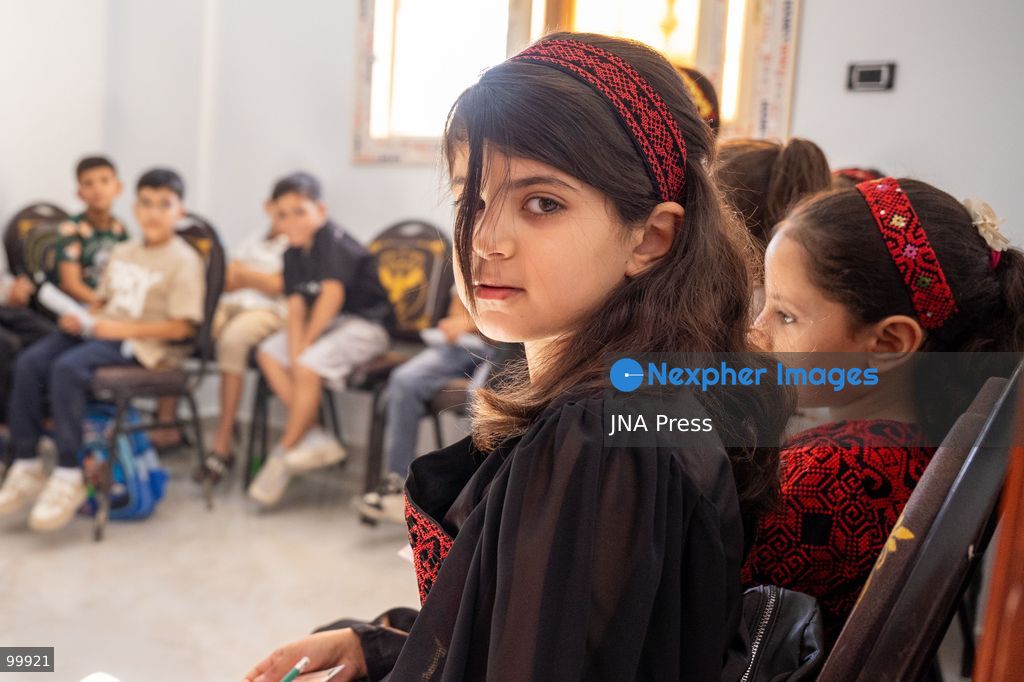 AL-ARISH, NORTH SINAI, EGYPT, OCTOBER 1, 2026: Palestinian children attend Al-Amal School in Al-Arish, North Sinai, which provides education based on the Palestinian curriculum for Palestinian students living in the city. The school also provides psychological support to students as the new academic year begins in Gaza. Hadeel Zaab, a school official, said she left Gaza for Egypt during the war and began teaching Palestinian children who arrived in Al-Arish, helping them prepare for Palestinian curriculum examinations while providing psychological support. Photo by Mohamed Arafat / JNA Press. (Photo by Mohamed Arafat/JNA Press via Nexpher Images)