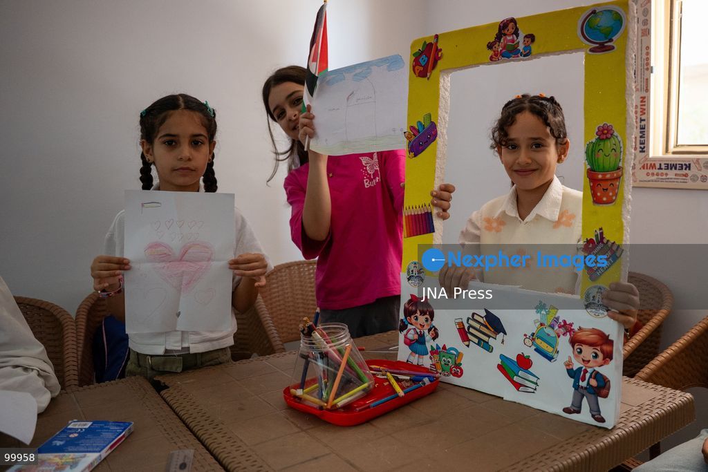 AL-ARISH, NORTH SINAI, EGYPT, OCTOBER 1, 2026: Palestinian children attend Al-Amal School in Al-Arish, North Sinai, which provides education based on the Palestinian curriculum for Palestinian students living in the city. The school also provides psychological support to students as the new academic year begins in Gaza. Hadeel Zaab, a school official, said she left Gaza for Egypt during the war and began teaching Palestinian children who arrived in Al-Arish, helping them prepare for Palestinian curriculum examinations while providing psychological support. Photo by Mohamed Arafat / JNA Press. (Photo by Mohamed Arafat/JNA Press via Nexpher Images)